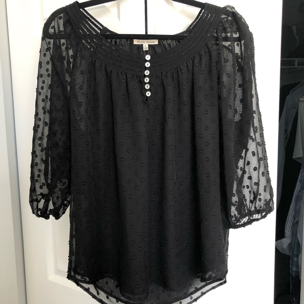 Black Rainn work blouse black and sheer